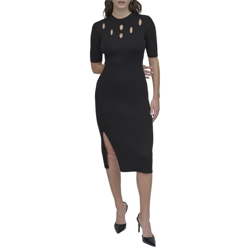 Dkny Womens  Grated Yoke Sweaterdress, Black
